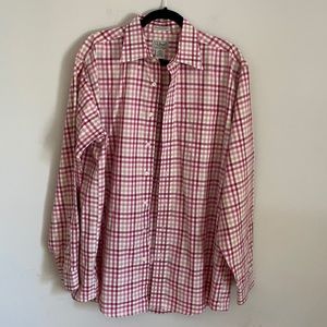 L.L.Bean Mens Checker Plaid Button Down  Shirt Size L Tall